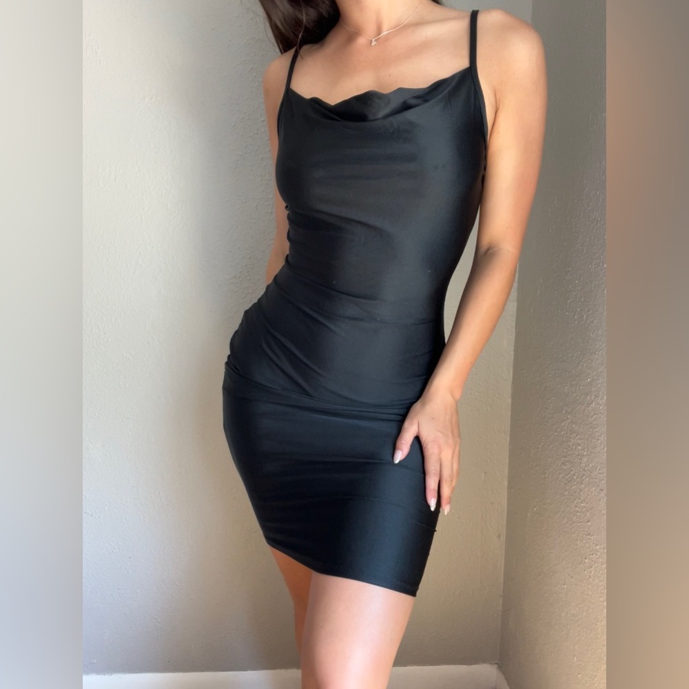 Stretchy silky body con mini dress